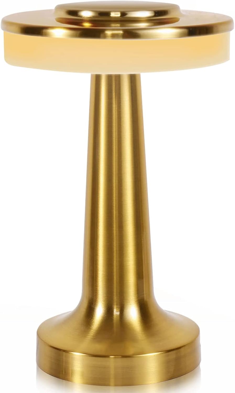 Rechargeable Cordless Table Lamp, Touch Control 3 Color Temperatures Dimmable, Portable USB-C Powered LED Desk Light for Bedroom, Restaurant, Outdoor & Camping (Gold)