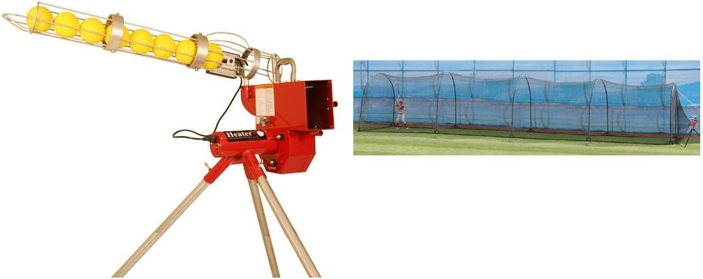 Heater Softball Pitching Machine & 48' Xtender Complete Batting Cage System