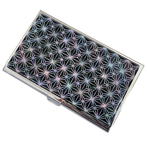Image of Mother of Pearl Business Card Case Credit Id Name Holder Travel Wallet Art Painting Design Metal Stainless Steel Engraved Slim Purse Pocket Cash Money Wallet (N-Mum Bold)