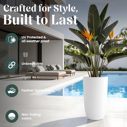 Image of YUCCABE ITALIA FOXB TPC 18 INCH Pots for Plants Highly Durable Polymers Lightweight Indoor Outdoor Plant Pots, Flower Pot Gamla Tree Planter Container Planters for Living Room, Balcony, Garden