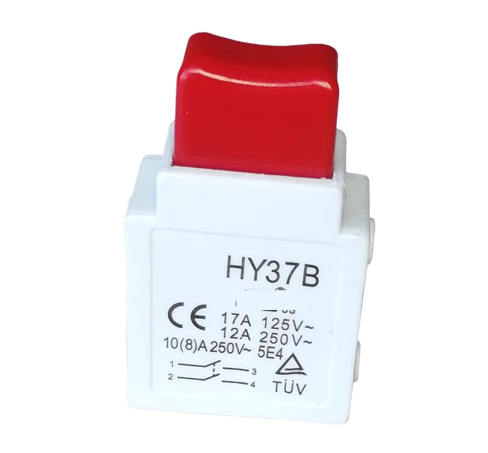 2 interruptores de botón HY37B, 125/250 V, 17/12 A, con gatillo de bloqueo, for cortacésped y herramientas de jardín.