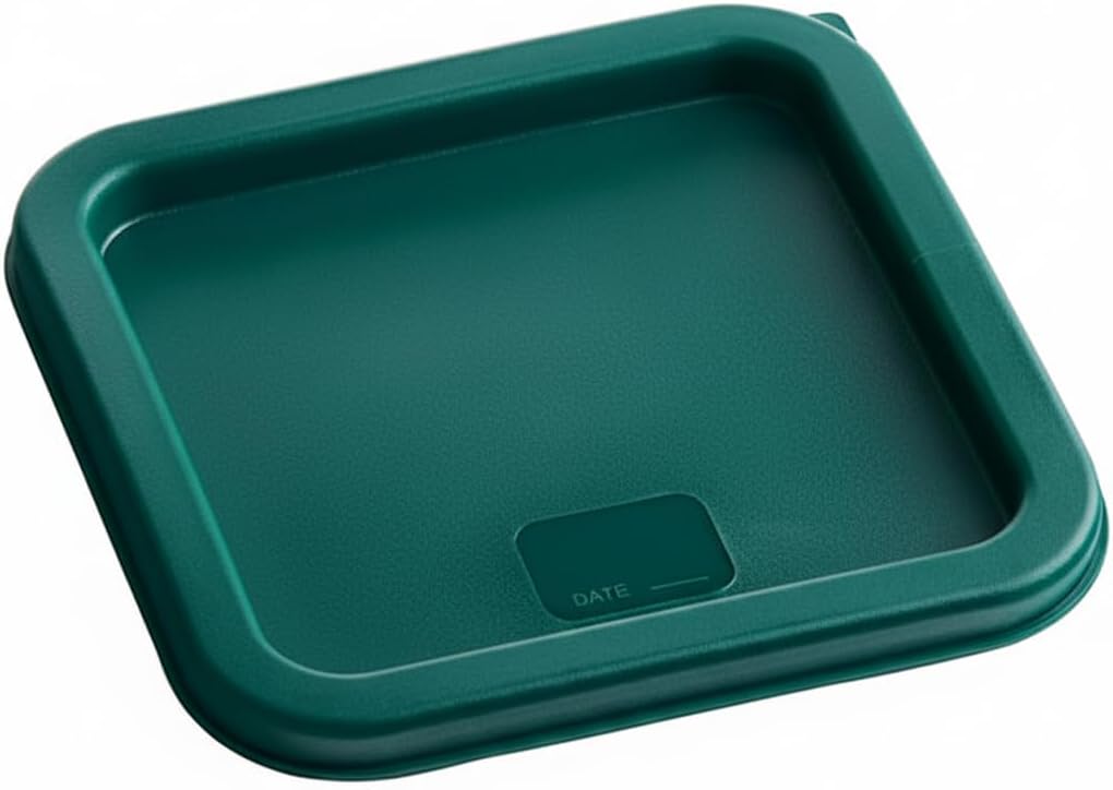 6-Pack Green Square Polypropylene Food Storage Container Lids, 2-4 Qt Capacity, Dishwasher Safe, Stackable, 7 3/8 Inches