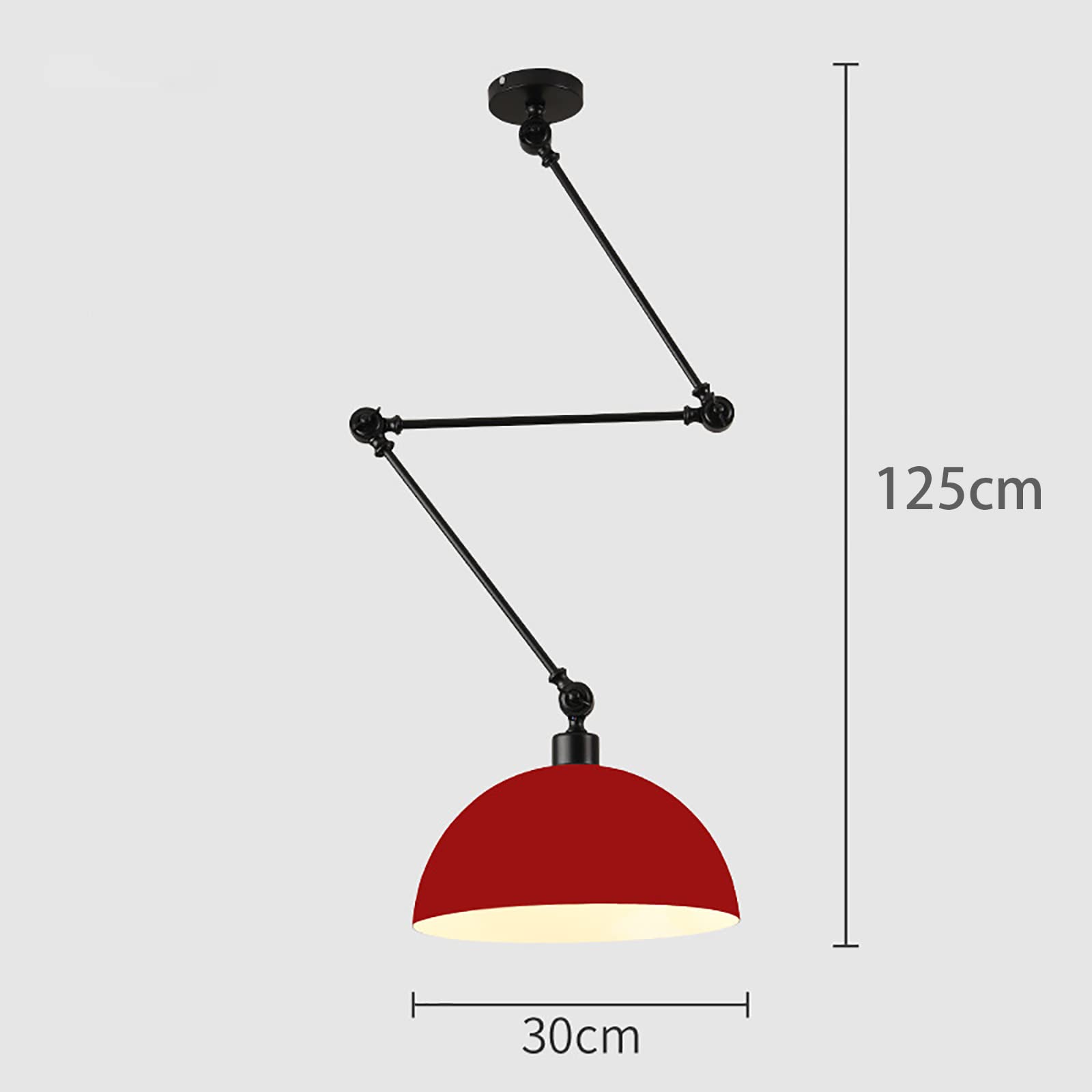 Pendelleuchte, Hängeleuchte mit Ausziehbar Langarm Retro Metall Hängelampe Vintage Pendellampe E27 Hängeleuchte Industrial für Kitchen Island (Red)