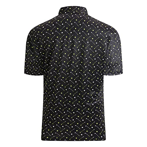 Warhorsee Golf Polo Shirts For Men Short Sleeve Wrinkle Free 4 Way Stretch Moisture Wicking Performance Collared Tshirts,Blackgolf,L #TOP1