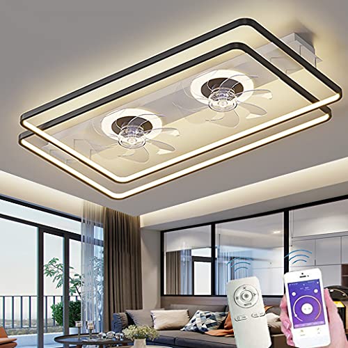 Ventilateur de plafond LED plafonnier moderne double ventilateur lampe télécommandée