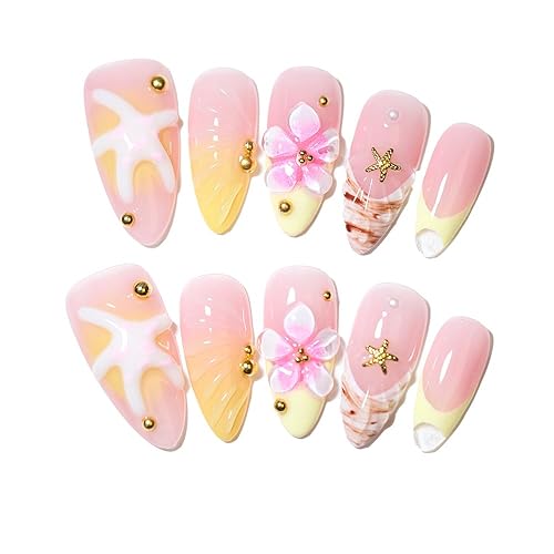 10Pcs Medium Almond Handmade Press On Nails | Easy Apply