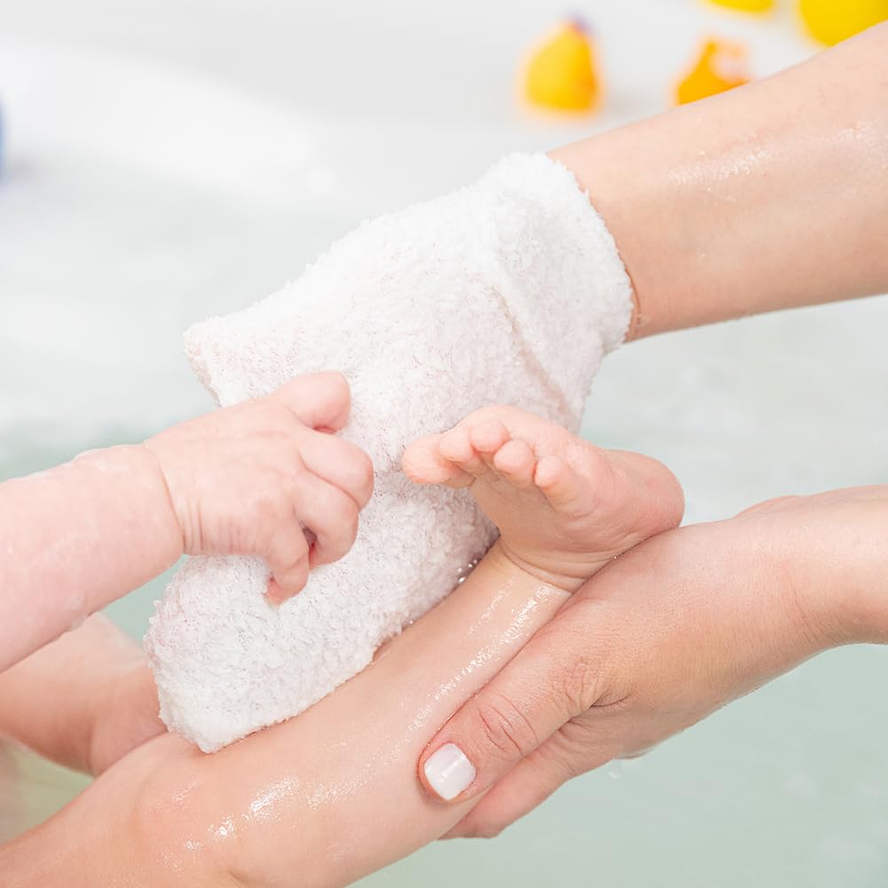 Juego de esponja y manoplas naturales para bebé, para baño y ducha, hipoalergénico