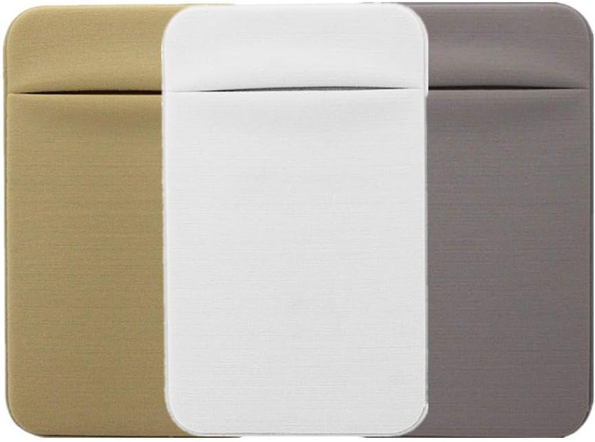 Slim Credit Card Holder for Back of Cell Phone, Stretchy Ultra Lycra 3M Self Adhesive Phone Pocket Stick On Wallet for ID Credit Card Pocket for iPhone Android Galaxy (Gold+White+Gray)
