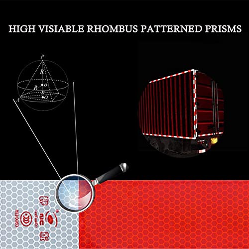 Z-Onemart 10Pcs Red White Micro Prismatic Sheeting Reflective Tape 2" X 12' Waterproof Reflector Tape Self-Adhesive Reflector Sticker Conspicuity Safety Warning Tape For Truck Trailer Pickup #TOP2