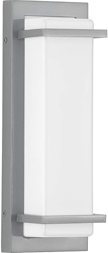 Miniatura 2 de Progress Lighting Z-1080 Colección LED 1-Luz Blanco Acrílico Sombra Moderno Aplique de Pared Pequeño para Exteriores Gris Metálico