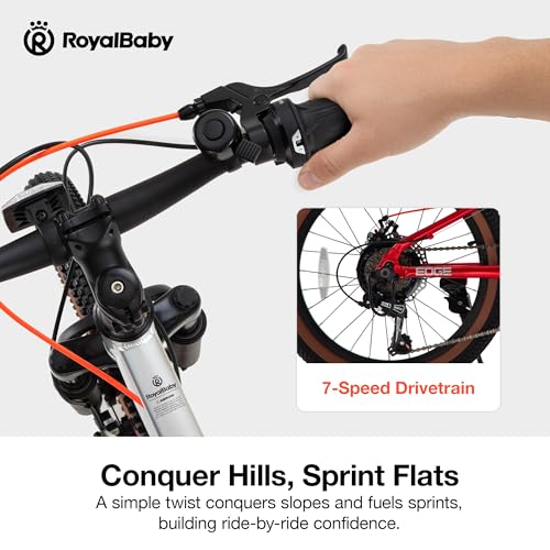 Image of RoyalBaby Kids Mountain Bike for Boys and Girls, Ultra-Light Aluminum 20-26 Inch Wheel Bicycle for 6-14 Years Old Children, 7 /21-Speeds Drivetrain