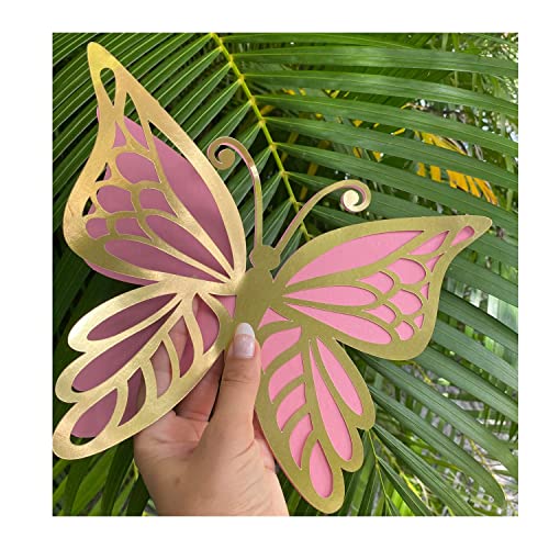 Large Butterfly Party Decoration Paper Butterfly In 3 Different Sizes Giant Butterfly Large Butterfly Prop (Gold And Pink) #TOP4