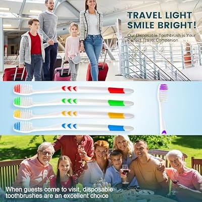 Navona 50 PCS Premium Individually Wrapped Bulk Toothbrush Pack, Disposable Toothbrushes, Kids Toothbrush, Medium Soft Bristle Toothbrushes, Ergonomics Handle, Perfect for Travel Hotel Donation