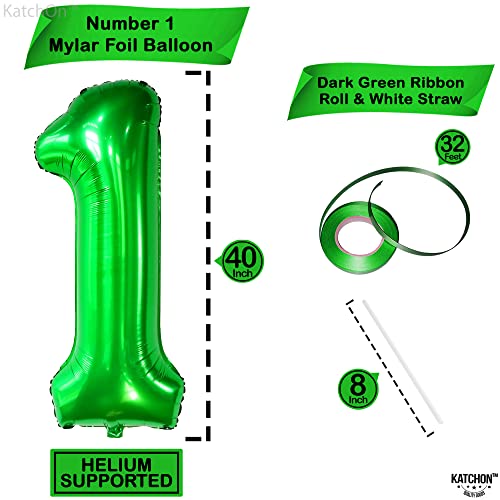Image of KatchOn Reusable Foil Number 1 Balloons for Green Birthday Decor 40 Inch
