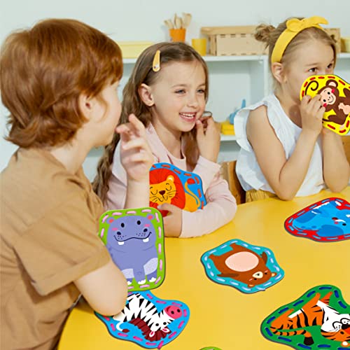 Image of 9 Pieces Kids Lacing Cards, Double Sided Sewing Cards in 9 Wild Animals with 9 Colorful Laces, Imagination Development Lacing Toys Games for Children Educational and Learning Activity