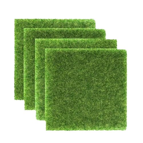 SEEK RARE 4 Pcs Fake Grass Decor for Crafts 5.9 x 5.9in Fairy Garden Accessories Miniature Artificial Grass Square Mats for Dollhouse Ornament DIY Lawn Fairy Garden Decor Kit