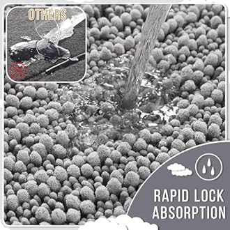 Yimobra Original Luxury Chenille Rectangular Bath Mat, 36.2 X 24 Inches, Soft Shaggy And Comfortable, Large Size, Super Absorbent And Thick, Non-Slip, Machine Washable, Perfect For Bathroom, Gray