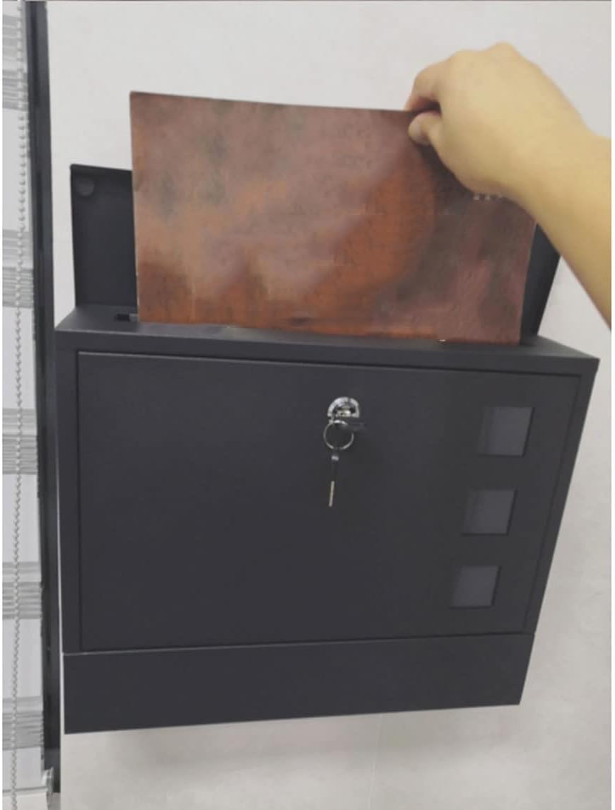 Wall Mounted Mailboxes for Outside,Mailboxes for Outside Wall Mount,Mailboxes & Accessories, Wall Mount Letterbox Mailboxes Posts Envelopes Mailing Supplies Mail Drop Collection Boxes(Black)
