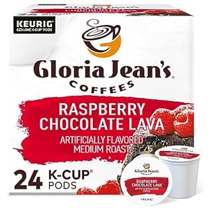 Gloria Jean’s Coffees Raspberry Chocolate Lava, Single-Serve Keurig K-Cup Pods, Flavored Medium Roast Coffee, 24 Count