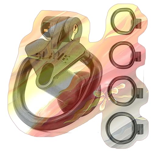 Male Flat Protective Cage with 4 Rings, Portable Flat Cage for Men -USXA18 (Black, Negative 4)