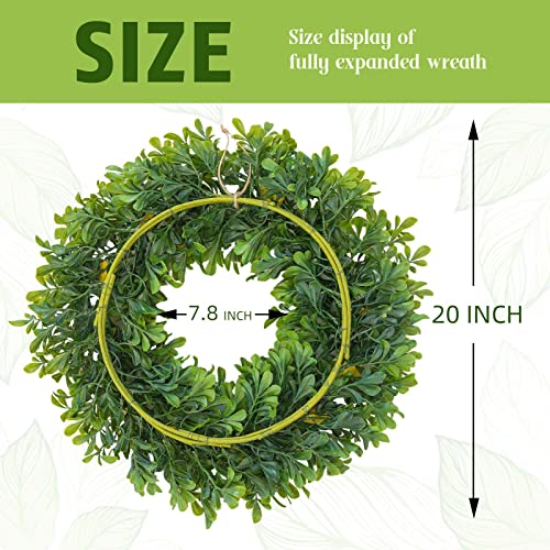 Sunvissh Spring Wreaths For Front Door 20”Yellow Tulip Wreath, Artificial Boxwood Green Leaf Wreath With Storage Box For Farmhouse Baby Shower Wall Decor Window Front Porch Patio Garden Decoration #TOP2