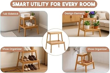 Step Stool 2 Tier Foot stool Suitable Kitchen Sink/Bath Stool/Bathroom Sink Assistance/Office Stool