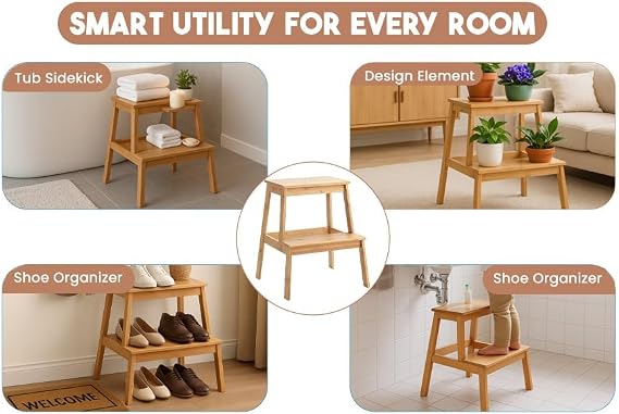 Step Stool 2 Tier Foot stool Suitable Kitchen Sink/Bath Stool/Bathroom Sink Assistance/Office Stool