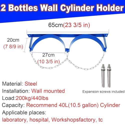 Support pour bouteilles de gaz avec chaîne rack rangement bouteille oxygène mural solide - 3