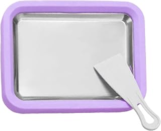 At-Home Rolled Ice Cream Maker Kit, Instant Freeze Plate with Scraper, DIY Homemade Ice Cream Roller Tray for Yogurt, Sorbet, Fun Family Activity (B)