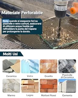 Lytool 10 Pezzi Punte Trapano Gres Porcellanato Vetro,Punte-Trapano 3-12mm per Gres,Vetro,Piastrelle,Ceramica, Granito,Marmo,Punta Piastrelle Trapani,Forare ad’acqua,per Trapani Manuali