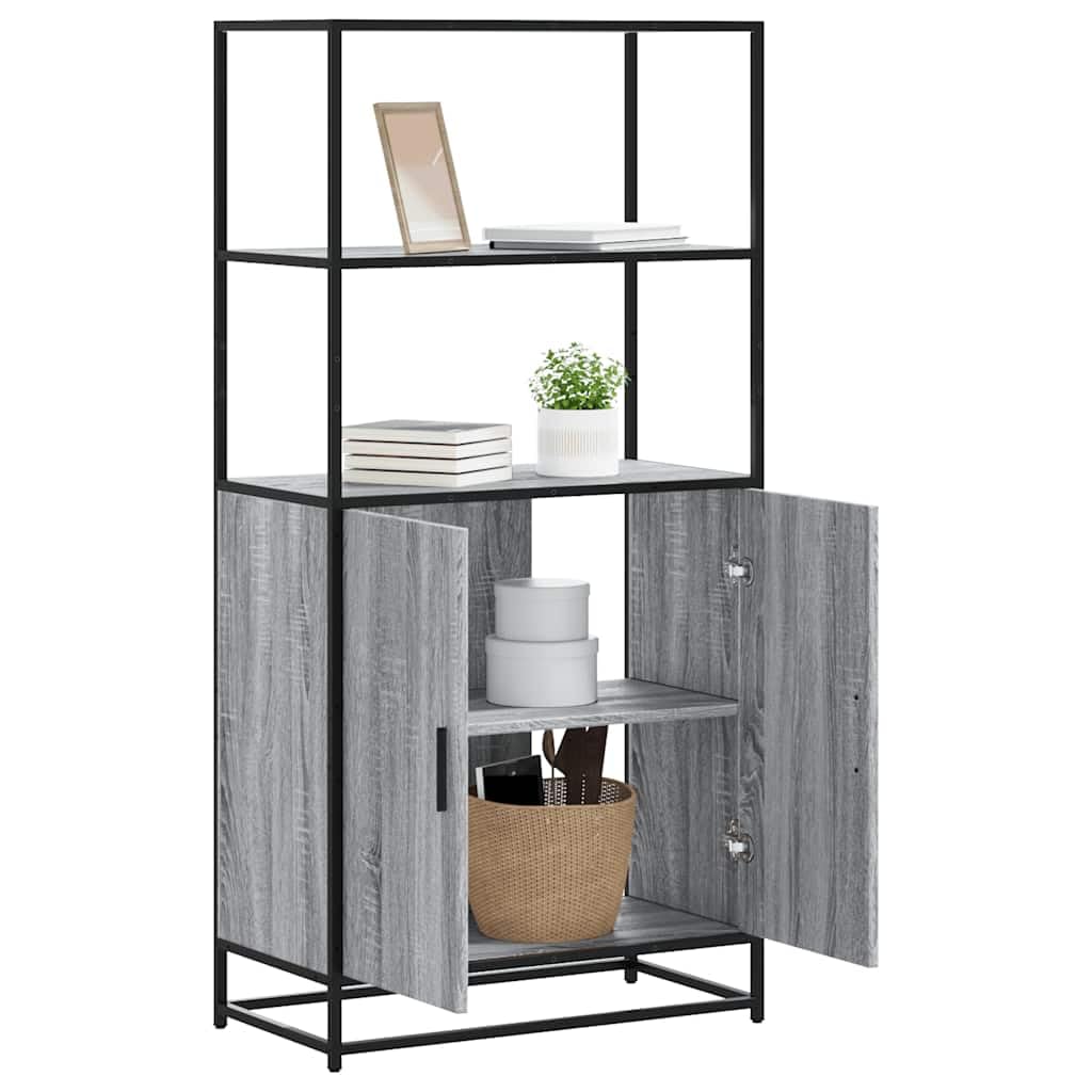 Highboard grigio Sonoma 68 x 35 x 139 cm, materiale in legno e metallo, robusto cabinet per Living Room, versatile cabinet per cocina e entryway, elegante consolle con spazio di archiviazione