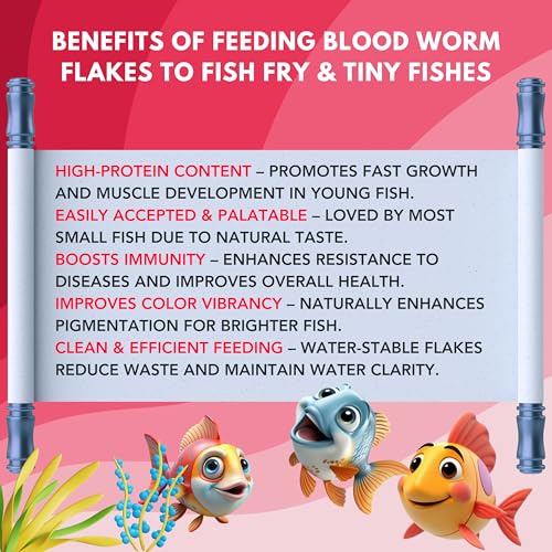 Image of Blood Worm Flakes 25g Fish Food with 55% Protein for Guppy,Betta Fish,Guppy Fries,Tetra and All Types of Tropical Fishes
