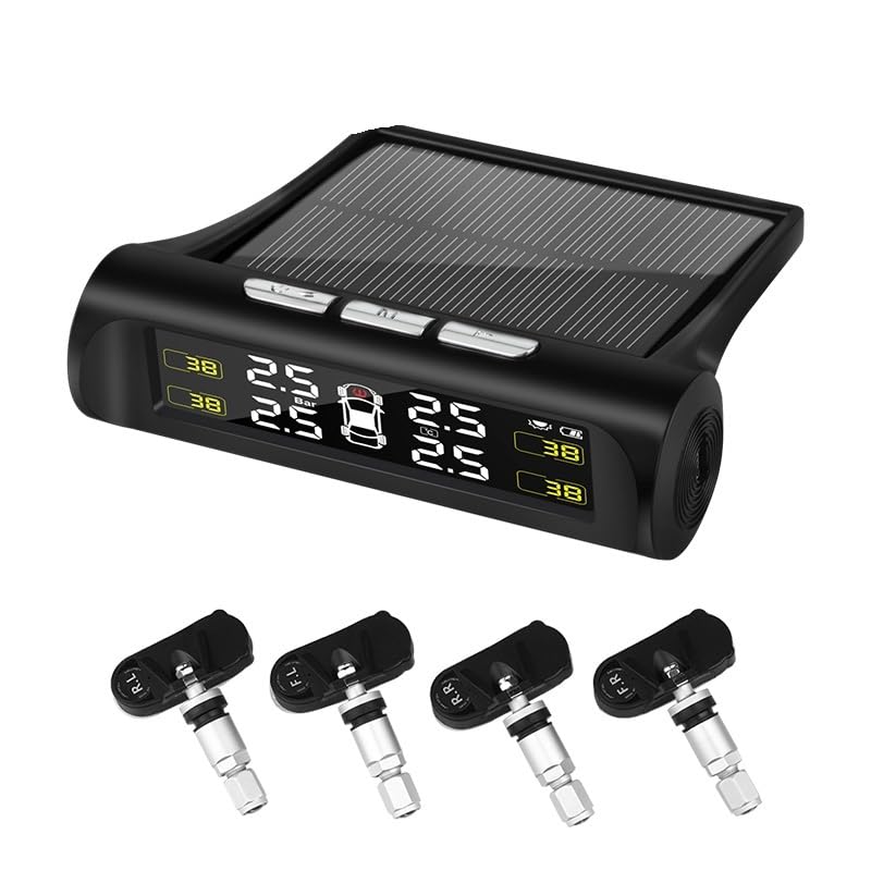 Tpms Auto Reifendruck Überwachung System Solar Lade Alarm HD Digital Display Wireless Mit 4 Sensor(Internal sensors)
