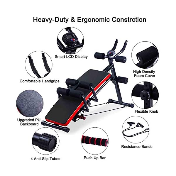 KESHWELL-Ab-Workout-MachineCore-Abs-Exercise-Equipment-for-Home-GymAdjustable-Sit-Up-Bench-Strength-Training-Abdominal-CruncherFoldable-Core-Workout-Machine-with-Resistance-BandsLCD-Display KESHWELL Ab Workout Machine,Core Abs Exercise Equipment for Home Gym,Adjustable Sit Up Bench Strength Training Abdominal Cruncher,Foldable Core Workout Machine with Resistance Bands&LCD Display
