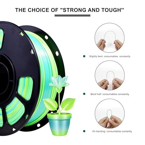 Image of iBOSS Silk PLA+ Gradient 3D Printing Filament, 1KG Spool 1.75mm Silk Shiny Blue Green Gradient Printer Filament 2.2lb Brighter New Version, Neatly Wound 3D Printing Filament Compatible