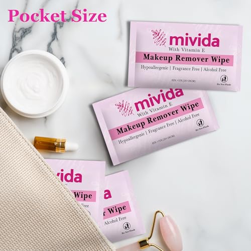 mivida-100-Count-Individually-Wrapped-Makeup-Remover-Wipes-with-Vitamin-E-Fragrance-Free-Alcohol-Free-makeup-wipes-Hypoallergenic-single-make-up-removing-wipes