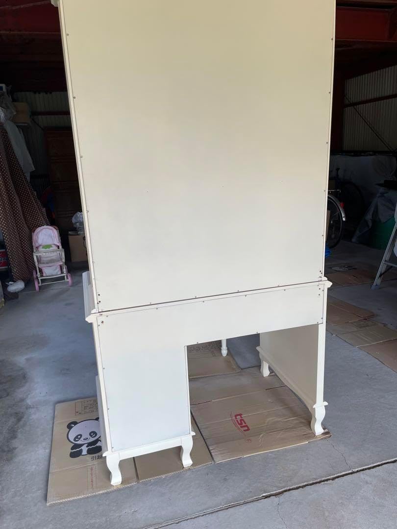 取りに来てくれる方限定！白い木製の学習机と椅子セット 取り