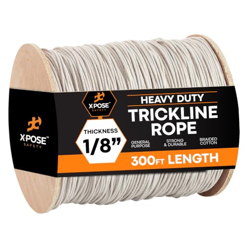 White Unglazed Tie Line Rope 1/8 Inch x 300 Ft – Heavy Duty Cotton Trickline Spool for Theater, Stage Rigging, Cable Management, Wire Tie, Decor & Utility
