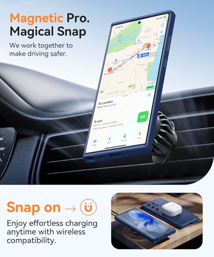 Image of CANSHN Designed for Samsung Galaxy S22 Ultra Case [Full Camera Protection] [Compatible with MagSafe] Translucent Matte Shockproof Protective Phone Cover 6.8 Inch - Deep Blue