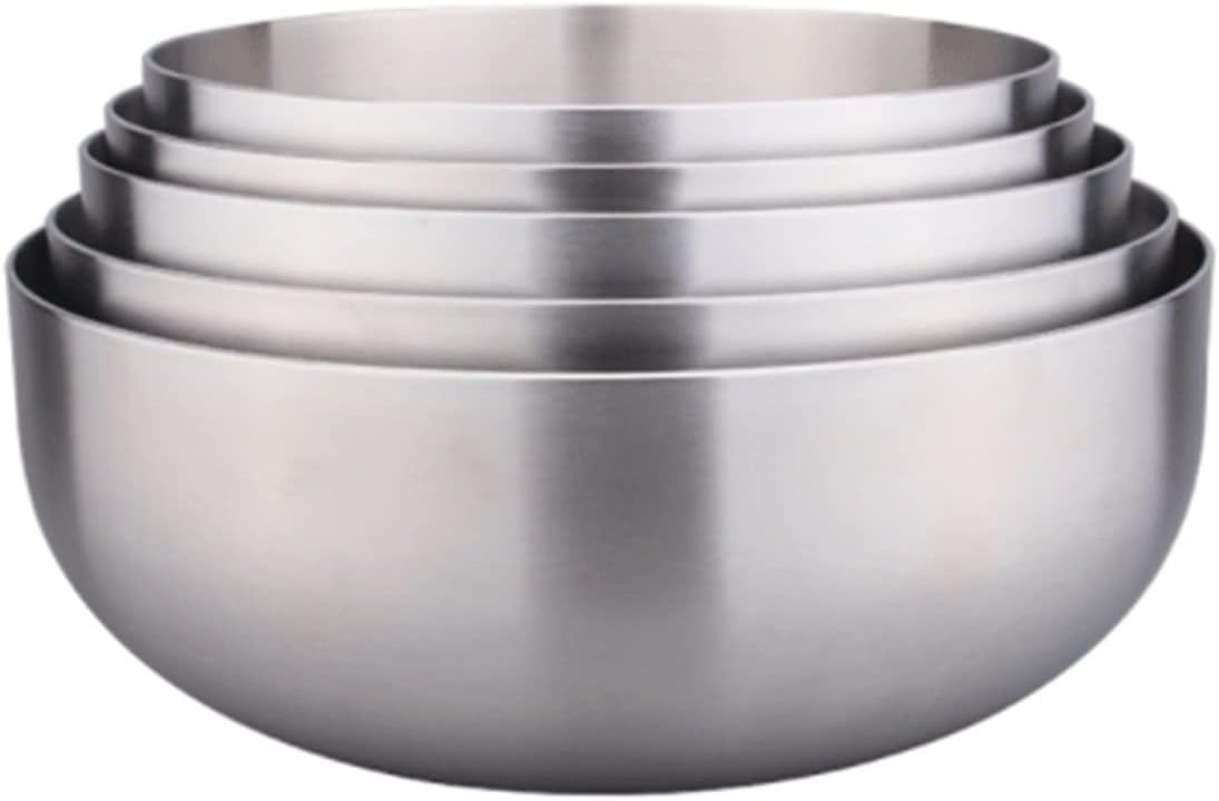 304 Stainless Steel Mixing Salad Bowls, Pots and Bowls 5 Piece Set, Barbecue Serving Trays, Cooking Baking, Induction Cooker Applicable，