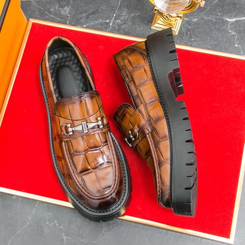 Men's Thick-Soled Slip-On Loafers with Anti-Slip Platform and Patent Leather Upper Suitable for Work Office and Casual Parties Dances and Weddings2