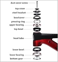 Vista 3 de Auriculares para bicicleta de montaña de 1.654-2.047 in de 1-1/8 pulgadas, MTB Road Bike Auriculares de doble rodamiento con tapa superior