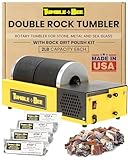 Tumble-Bee Double Rock Tumbler - for Adults and Kids - Rotary Tumbler for Stone, Metal and Sea Glass - Stone Polishing Kit for Professionals & Hobbyists - Model TB-22-KIT