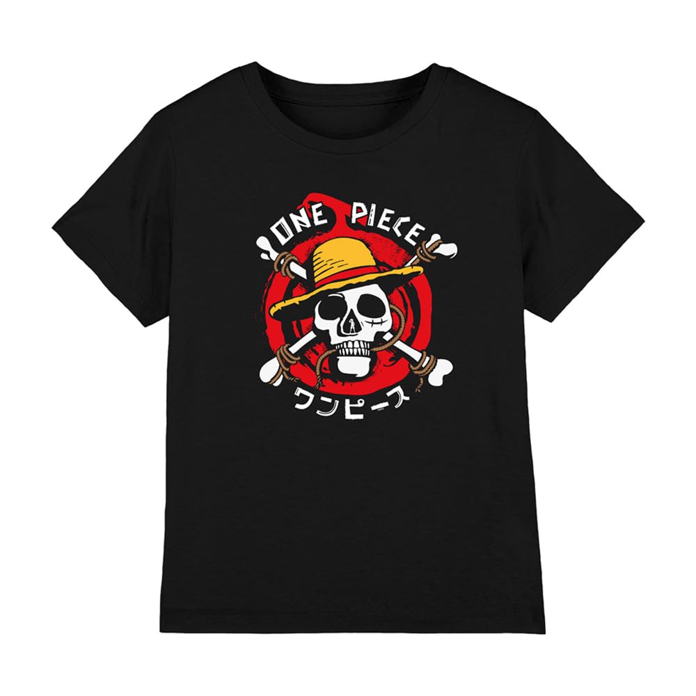 One Piece Devil Fruit Skull Kids T-Shirt, Black, 7-8Y