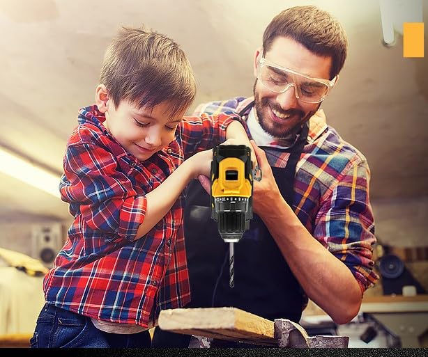 Image of POWERTUFF Brushless 21V Cordless Drill with 2 Batteries, 2 Variable Speed, Fast Charger, 3 /8'' Keyless Chuck And (2.Ah) 2 Lithium Power Batteries