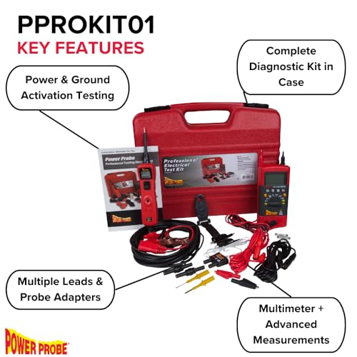 Power Probe Professional Electrical Test Kit - Red (PPROKIT01) Inc. Power Probe III w/PPDMM & Accessories [Measures Resistance, Current & Frequency] - Thumbnail 2
