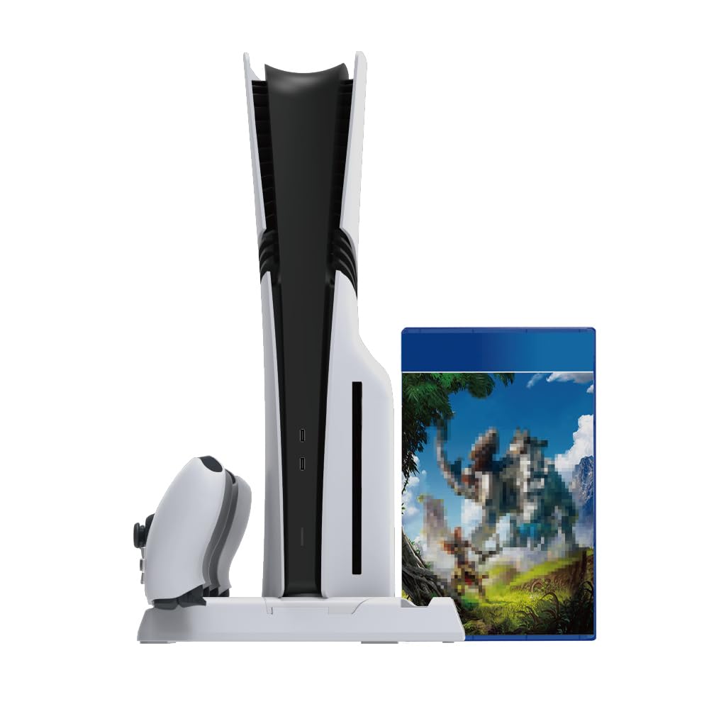 Stacja chłodząca do PS5 Pro/PS5 Slim konsola do gier, pionowy kontroler stojaka chłodzącego, stacja ładująca, stacja dokująca z uchwytem na dysk