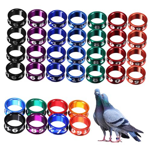 HOLIDYOYO Chicken Leg Bands Identification Ring 50 Pcs Metal Bright Colored for Pigeons Chickens Canary Easy to Apply Random Color