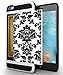 iPhone 6S Plus / 6 Plus Credit Card Case ID Holder Wallet Cover Shock-Resistant Hybrid Armor Case - Holds 2 Cards & Cash By Corpcase. Designer ID / CARD Slider Pattern Vintage Black Floral Damask