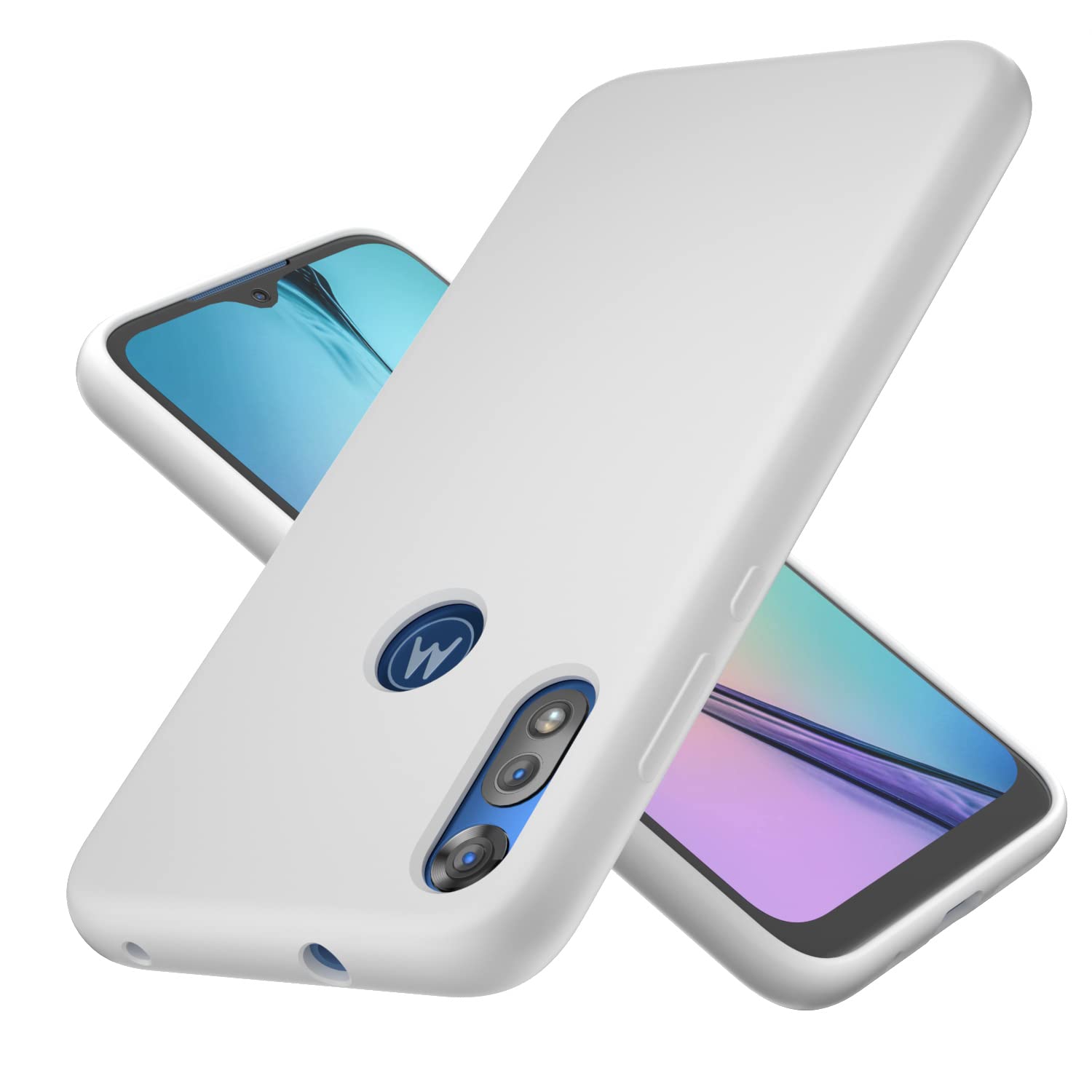 NUIMADL Moto E 2020 Case 6.2 inch (2020), Soft Liquid Silicone Protective and Anti-Scratch Microfiber Lining Shockproof Compatible with Motorola E 2020 Cover (White)